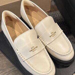 LIKE NEW- Coach White Leather Loafers